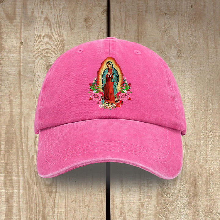 Christianartworkshop Spiritual Protection Our Lady of Guadalupe Washed Cotton Hat - Rose - image 13