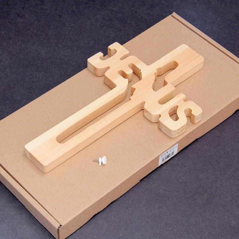 Christianartworkshop Jesus Silhouette Pine Wood Cross Wall Art with Hollow Carved Design - image 6