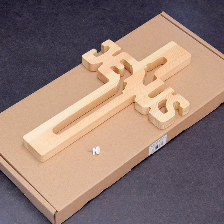 Christianartworkshop Jesus Silhouette Pine Wood Cross Wall Art with Hollow Carved Design - image 6