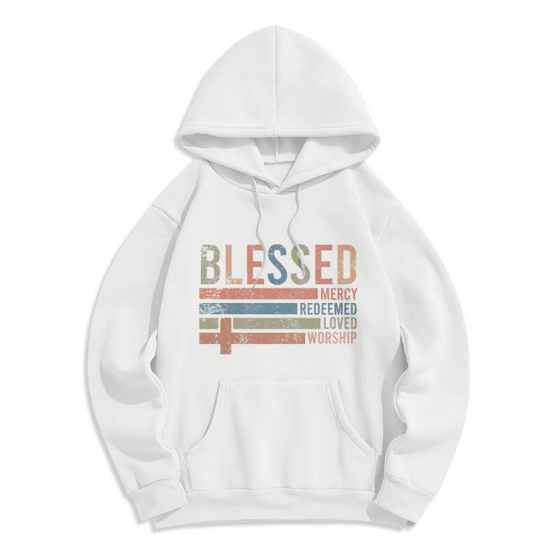 Christianartworkshop Faith - Centered Blessed Cross Graphic Fleece Lined Polyester Hoodie - White - 2XL - image 6
