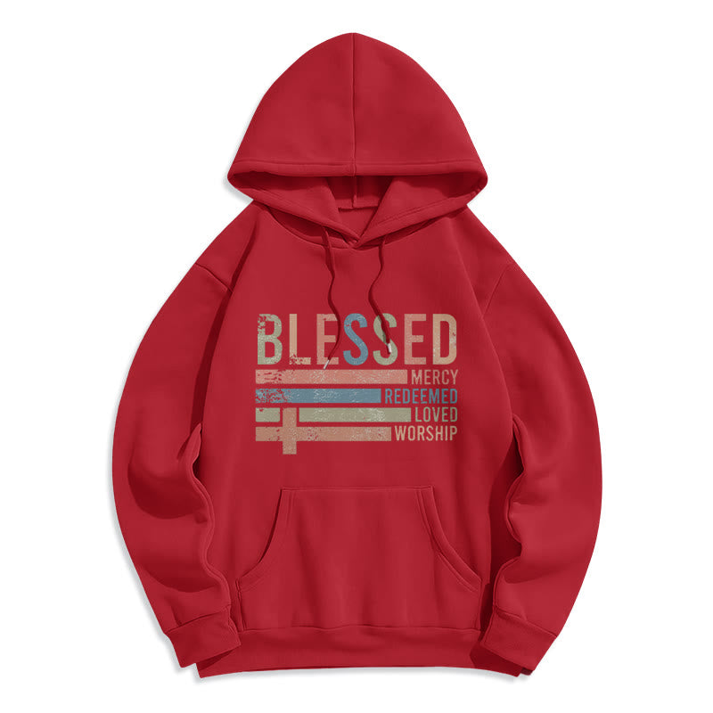 Christianartworkshop Faith - Centered Blessed Cross Graphic Fleece Lined Polyester Hoodie - Red - 2XL - image 2