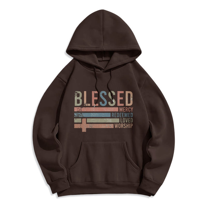 Christianartworkshop Faith - Centered Blessed Cross Graphic Fleece Lined Polyester Hoodie - Brown - 2XL - image 8