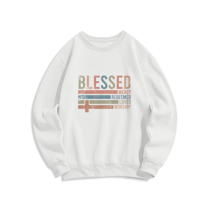 Christianartworkshop Faith - Inspired Blessed Cross Graphic Fleece Lined Polyester Sweatshirt - White - 2XL - image 5