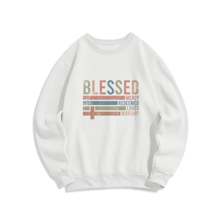Christianartworkshop Faith - Inspired Blessed Cross Graphic Fleece Lined Polyester Sweatshirt - White - 2XL - image 4