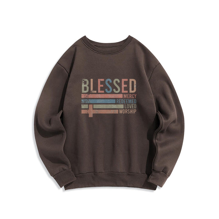 Christianartworkshop Faith - Inspired Blessed Cross Graphic Fleece Lined Polyester Sweatshirt - Brown - 2XL - image 5