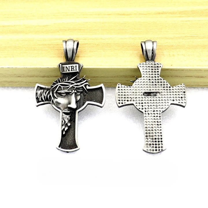 Christianartworkshop Vintage Golden Jesus Crown of Thorns Cross Keychain: A Timeless Token of Devotion - image 1