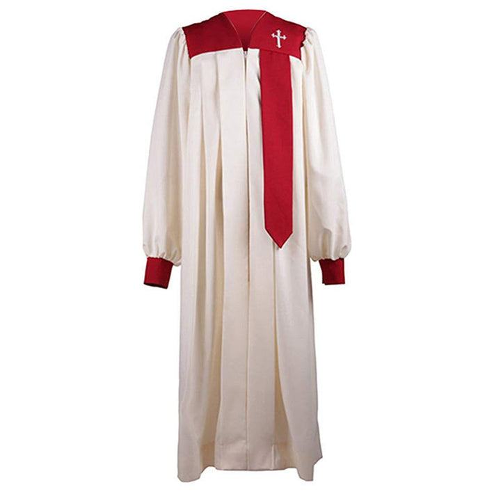 Christianartworkshop Distinctive White Church Clergy Robe with Red Collar & Cross Emblem - image 6