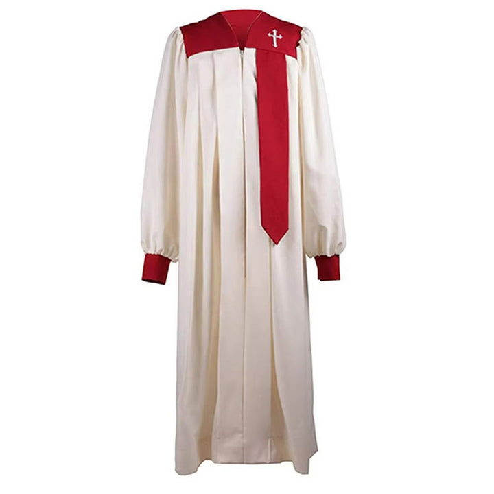 Christianartworkshop Distinctive White Church Clergy Robe with Red Collar & Cross Emblem - image 8