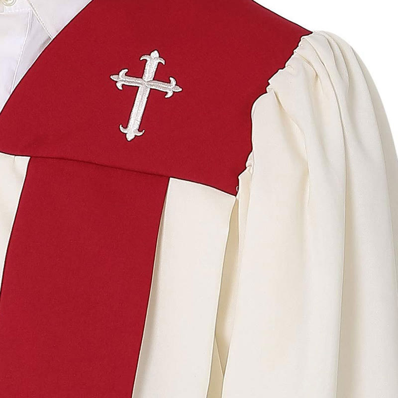 Christianartworkshop Distinctive White Church Clergy Robe with Red Collar & Cross Emblem - image 12
