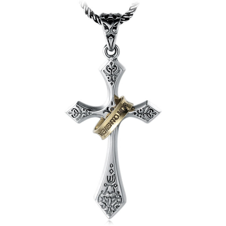 Christianartworkshop Classic Sterling Silver Cross Necklace with Rotating Ring: A Profound Symbol of Everlasting Faith - image 4