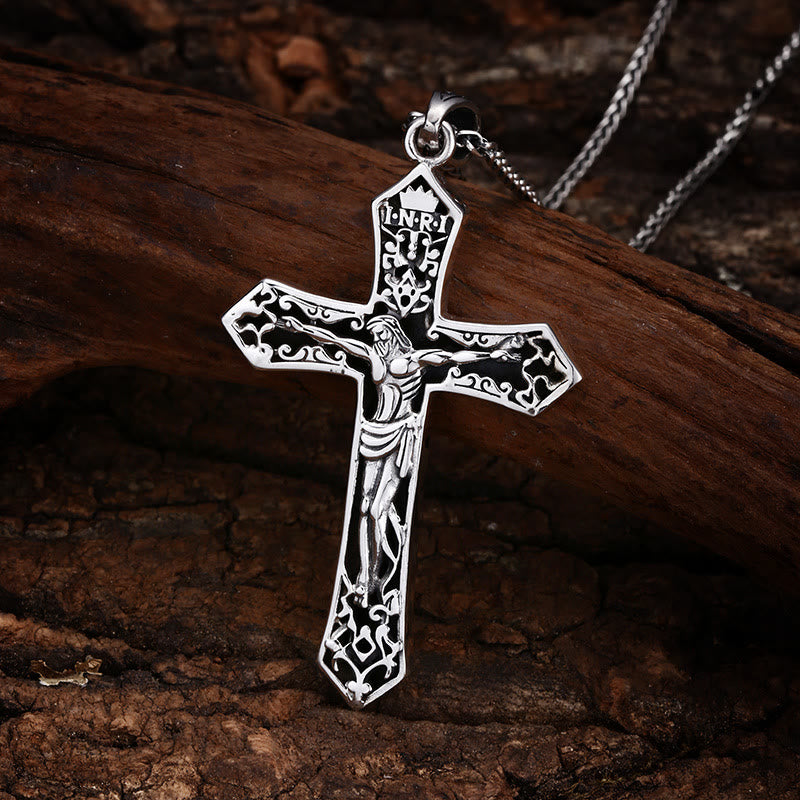 Christianartworkshop Vintage - Style Sterling Silver INRI Crucifix Pendant: A Timeless Emblem of Sacrifice and Grace - 925 Sterling Silver - image 0