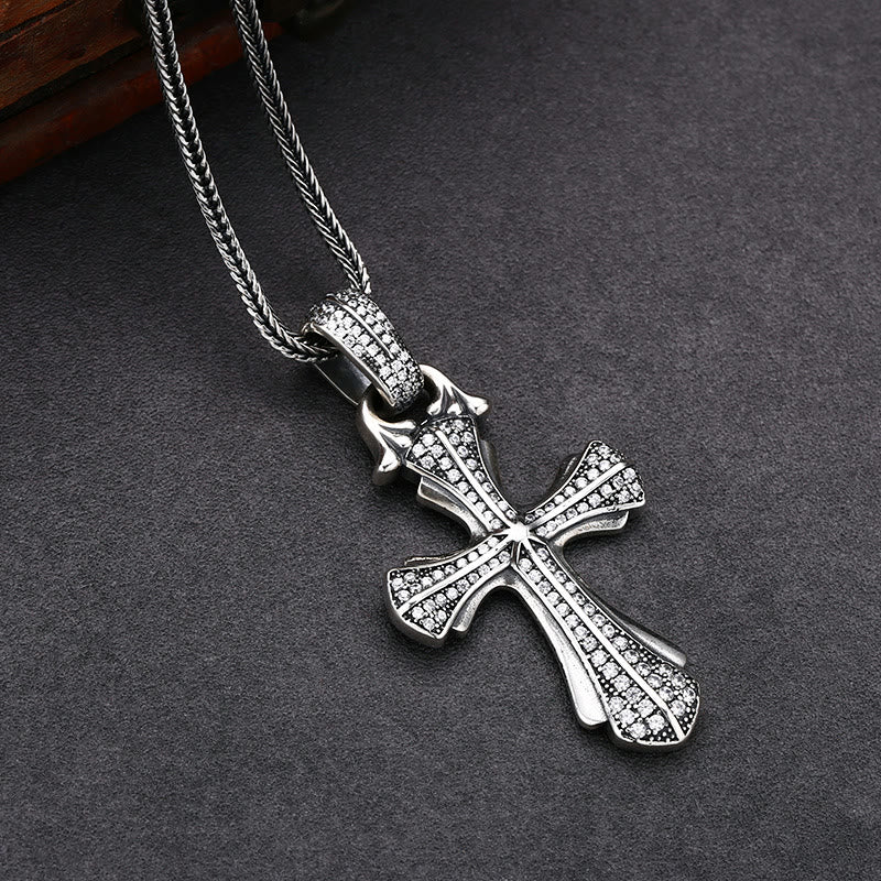Christianartworkshop Classic Sterling Silver Cross Necklace with Dazzling Stones: A Profound Symbol of Faith - image 1