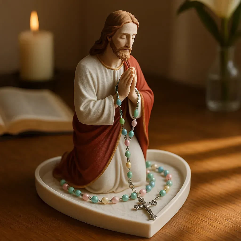 Christianartworkshop Classic Resin Praying Jesus Rosary Holder: A Timeless Emblem of Devotion - Jesus - M (Height 15cm) - image 2