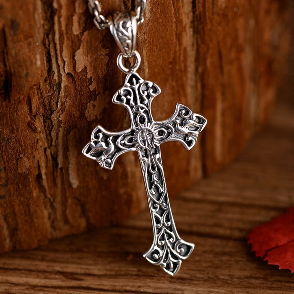 Christianartworkshop Vintage Filigree Silver Cross Ornament Pendant: A Cherished Symbol of Spiritual Connection - image 1