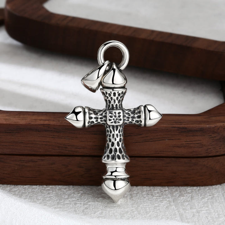 Christianartworkshop Artistic Textured Silver Cross Pendant: A Unique Blend of Art and Belief - 925 Sterling Silver - image 0