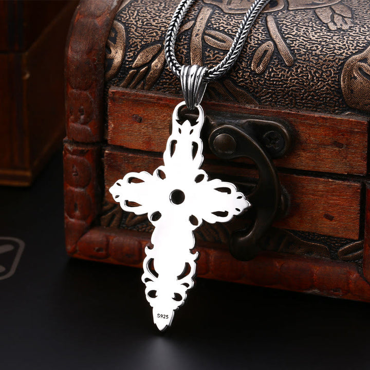 Christianartworkshop Classic Sterling Silver Filigree Cross Necklace with Zircon: A Profound Symbol of Faith - image 3