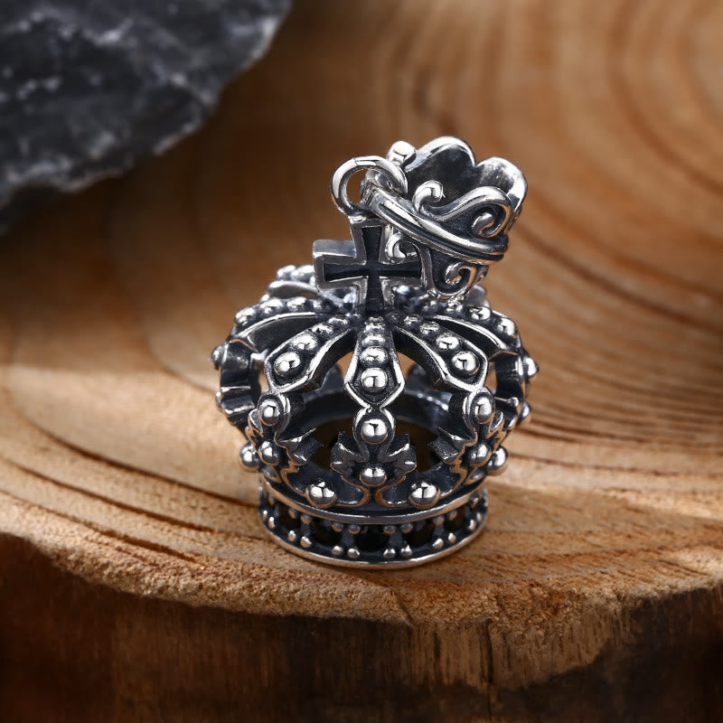 Christianartworkshop Vintage Sterling Silver Crown Cross Ornament Pendant: A Cherished Symbol of Spiritual Connection - 925 Sterling Silver - image 0