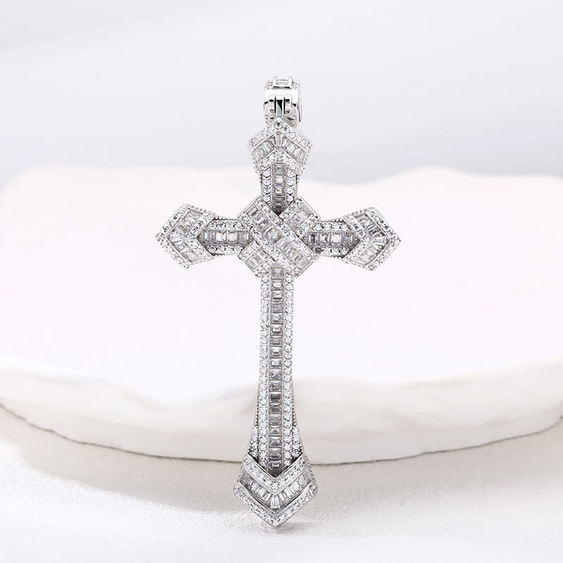 Christianartworkshop Artistic Diamond - Studded Silver Cross Pendant: A Unique Fusion of Elegance and Belief - image 2