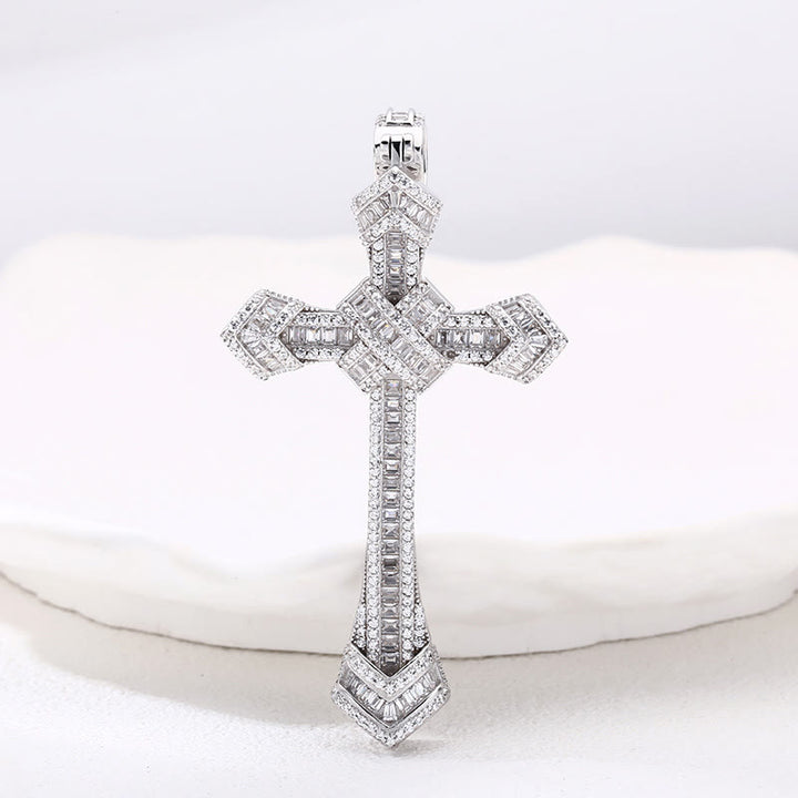 Christianartworkshop Artistic Diamond - Studded Silver Cross Pendant: A Unique Fusion of Elegance and Belief - image 2