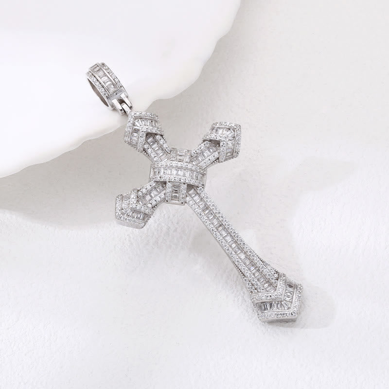 Christianartworkshop Artistic Diamond - Studded Silver Cross Pendant: A Unique Fusion of Elegance and Belief - 925 Sterling Silver - image 0
