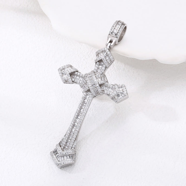 Christianartworkshop Artistic Diamond - Studded Silver Cross Pendant: A Unique Fusion of Elegance and Belief - image 1