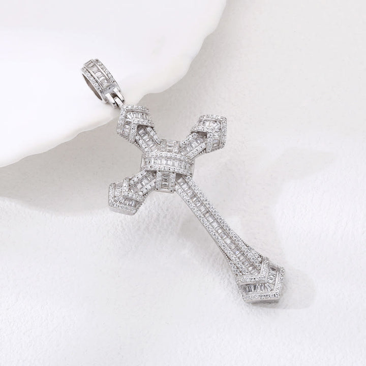 Christianartworkshop Artistic Diamond - Studded Silver Cross Pendant: A Unique Fusion of Elegance and Belief - 925 Sterling Silver - image 0