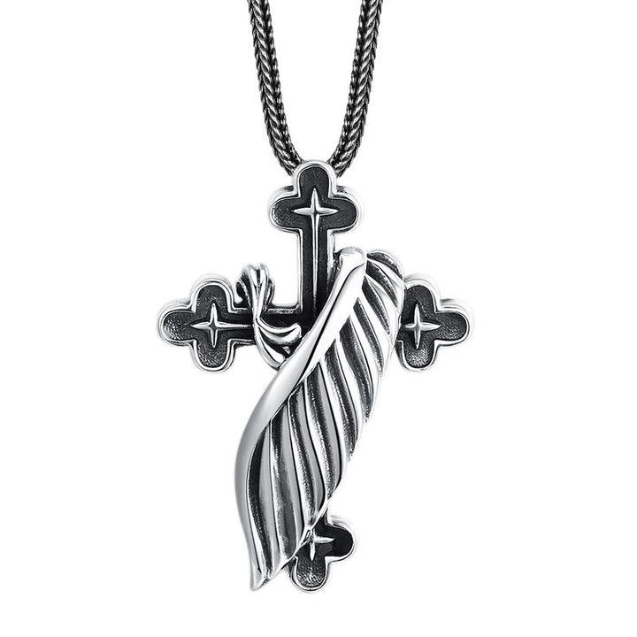 Christianartworkshop Retro - Styled Sterling Silver Wing Cross Pendant: A Nostalgic Sign of Faith - image 4