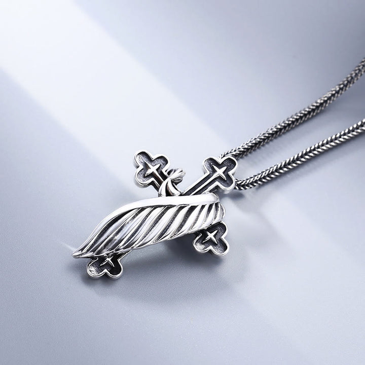 Christianartworkshop Retro - Styled Sterling Silver Wing Cross Pendant: A Nostalgic Sign of Faith - image 3