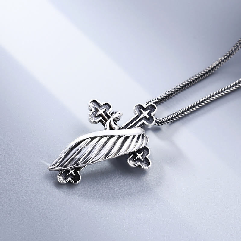 Christianartworkshop Retro - Styled Sterling Silver Wing Cross Pendant: A Nostalgic Sign of Faith - image 3