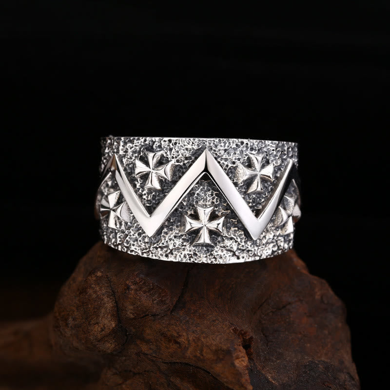 Christianartworkshop Classic 925 Silver Cross - Patterned Ring: A Profound Symbol of Faith - 925 Sterling Silver - image 0