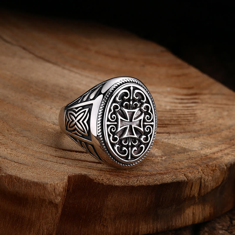 Christianartworkshop Artistic Silver Filigree Cross Ring: A Unique Blend of Art and Belief - Suitable for AU Size O - AU Size T1/2 - image 0