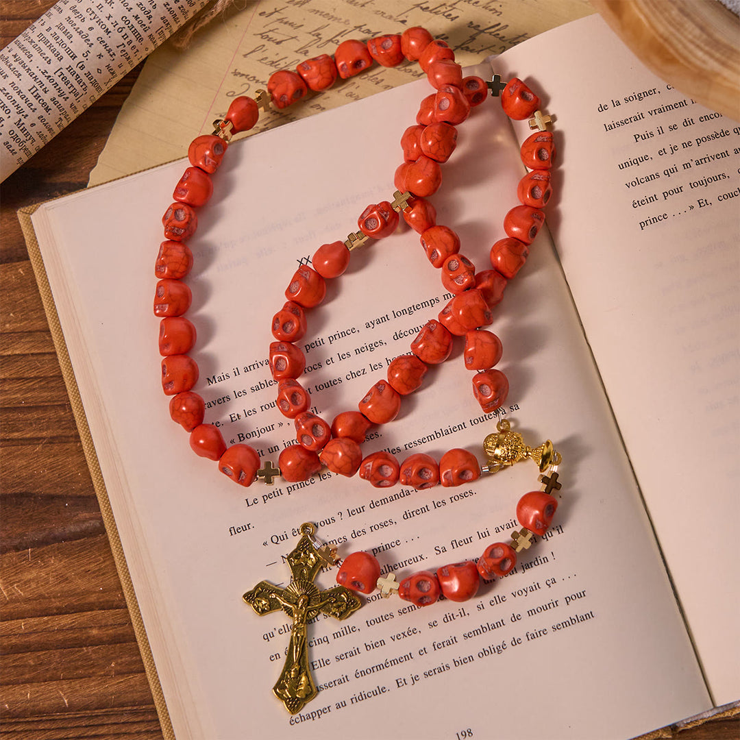Christianartworkshop Light Over Darkness - Holy Grail of Salvation with Mystic Crimson Skull Beads Rosary - image 5