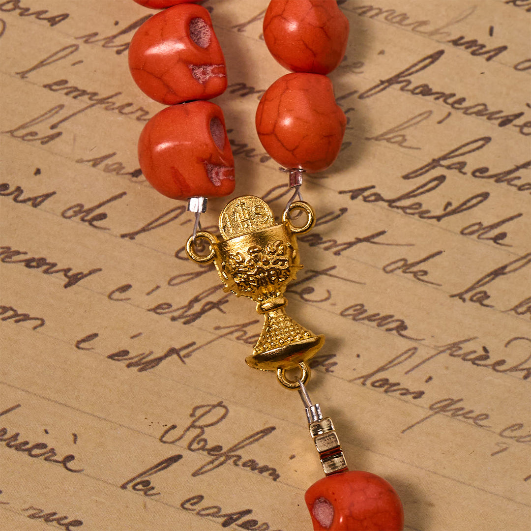 Christianartworkshop Light Over Darkness - Holy Grail of Salvation with Mystic Crimson Skull Beads Rosary - image 8