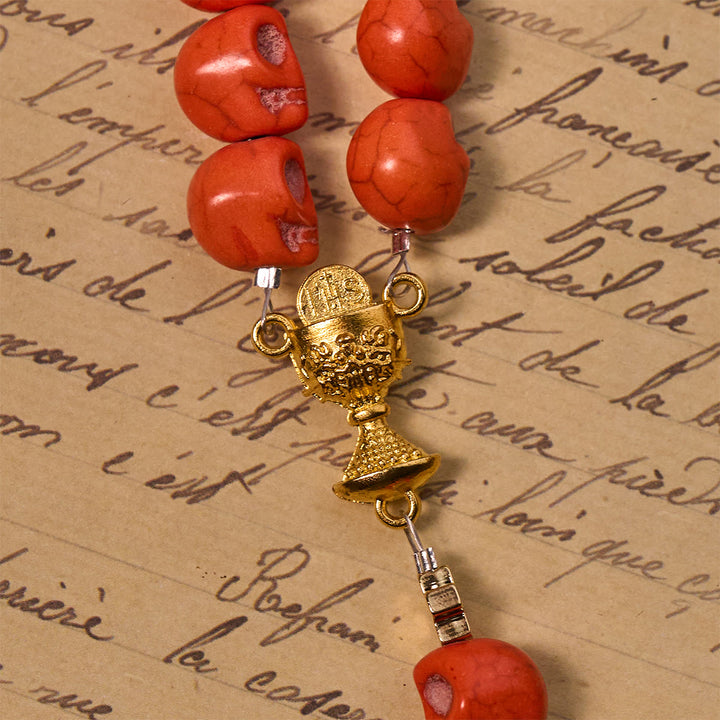 Christianartworkshop Light Over Darkness - Holy Grail of Salvation with Mystic Crimson Skull Beads Rosary - image 8