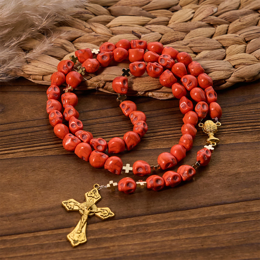 Christianartworkshop Light Over Darkness - Holy Grail of Salvation with Mystic Crimson Skull Beads Rosary - image 4