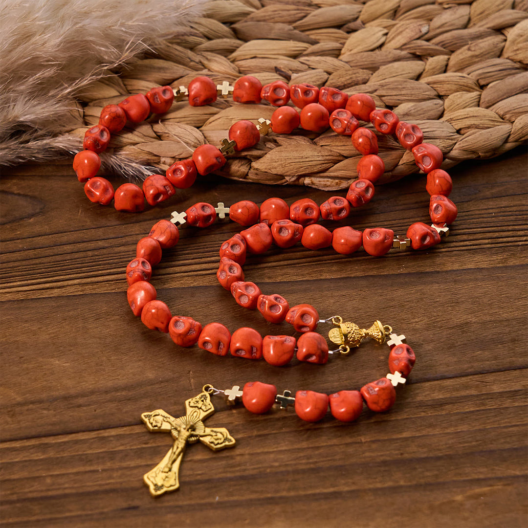 Christianartworkshop Light Over Darkness - Holy Grail of Salvation with Mystic Crimson Skull Beads Rosary - image 2