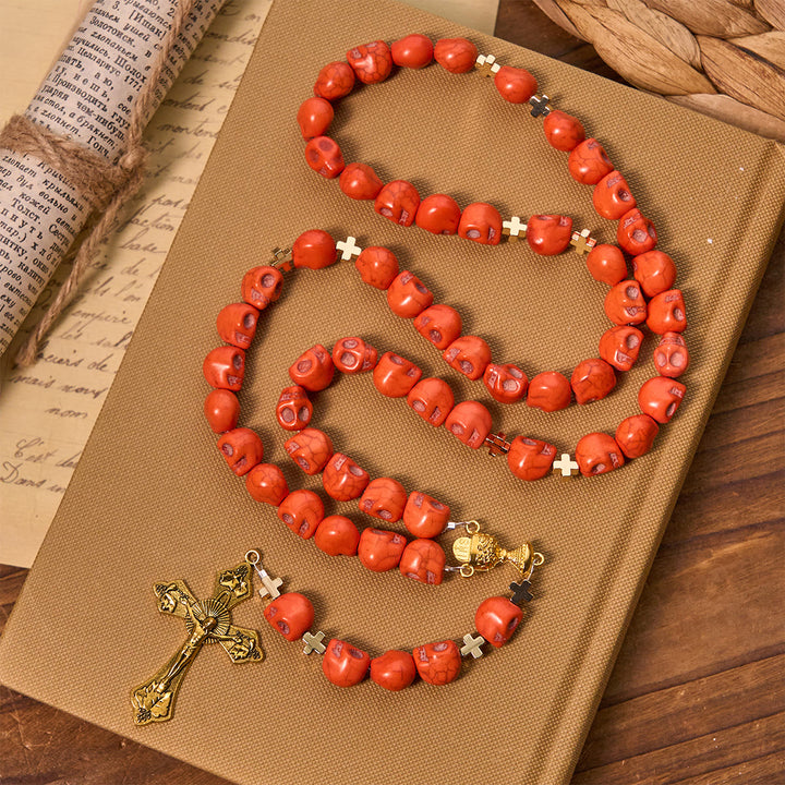 Christianartworkshop Light Over Darkness - Holy Grail of Salvation with Mystic Crimson Skull Beads Rosary - image 3
