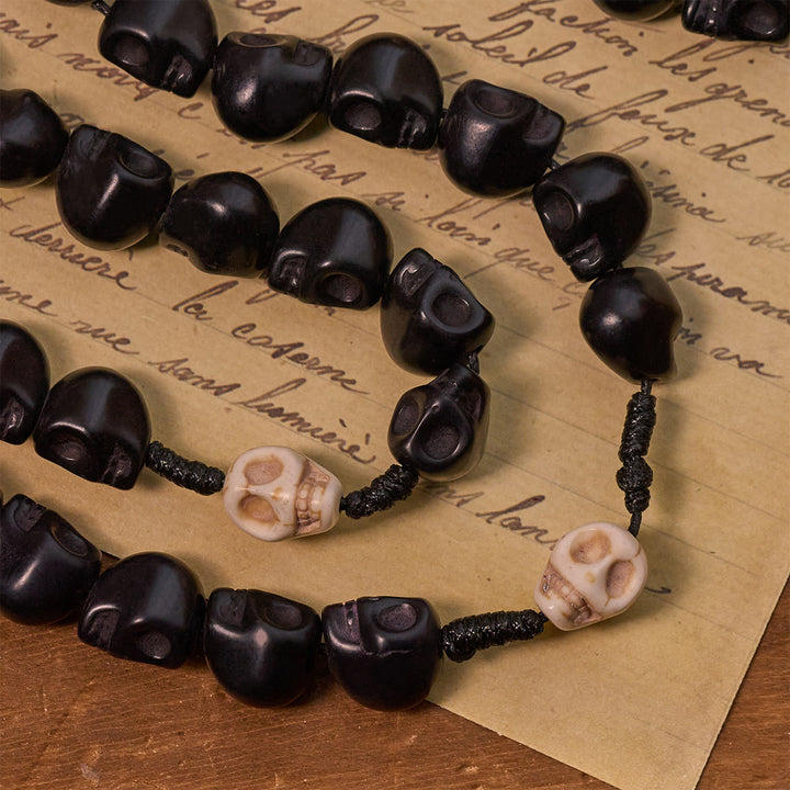 Christianartworkshop Light Over Darkness - Pardon Crucifix of Mercy with Black Skull Beads Prayer Rosary - image 6