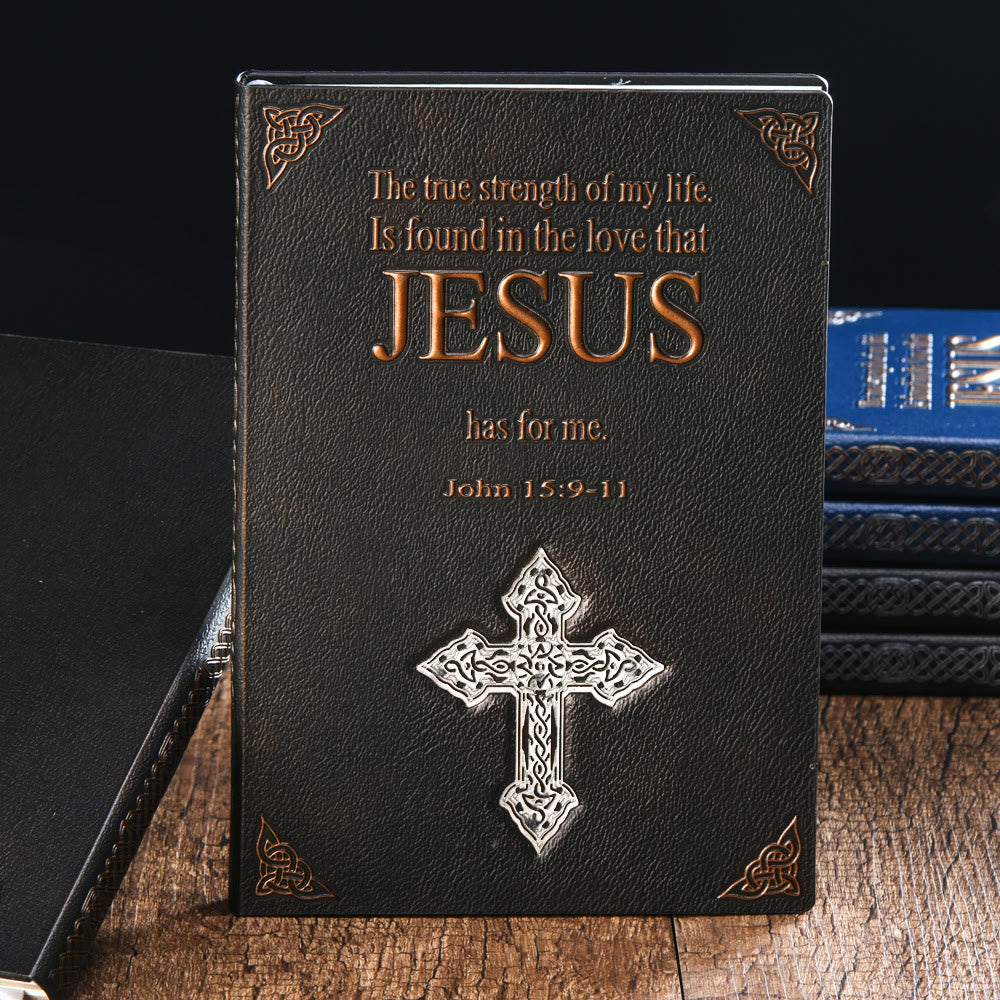 Christianartworkshop Deluxe Leather Journal with Jesus and Cross: A Premium Gift for Faithful Souls - Red Cover + Silver Cross - image 2