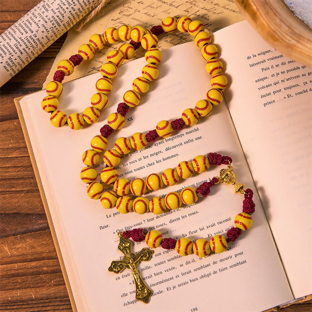 Christianartworkshop Dynamic Sports Prayer Softball Beads Rosary with Durable Nylon Cord for Lasting Strength - image 2