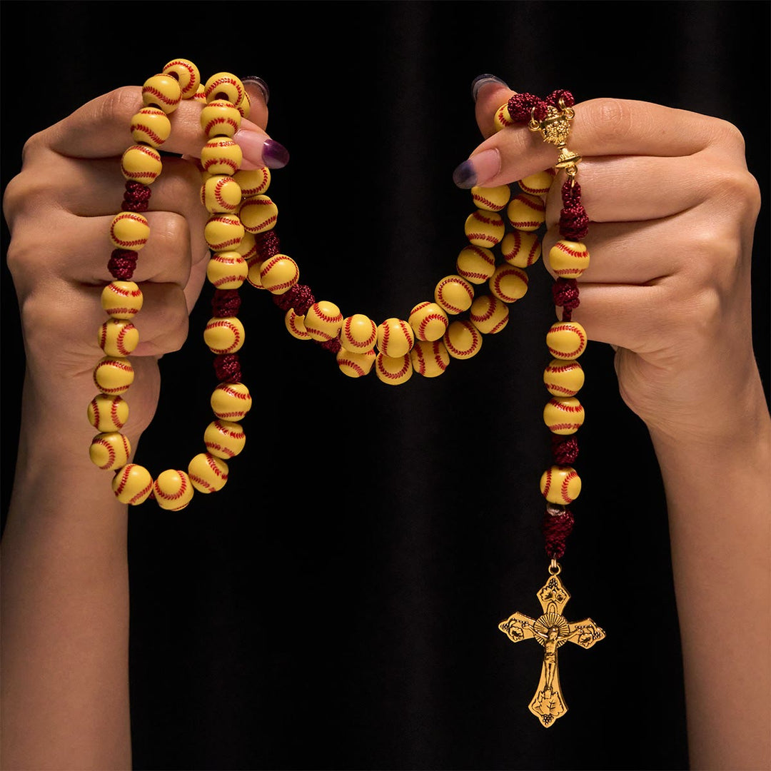 Christianartworkshop Dynamic Sports Prayer Softball Beads Rosary with Durable Nylon Cord for Lasting Strength - image 1