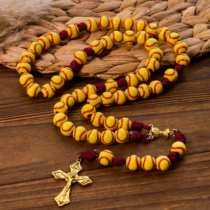 Christianartworkshop Dynamic Sports Prayer Softball Beads Rosary with Durable Nylon Cord for Lasting Strength - image 3