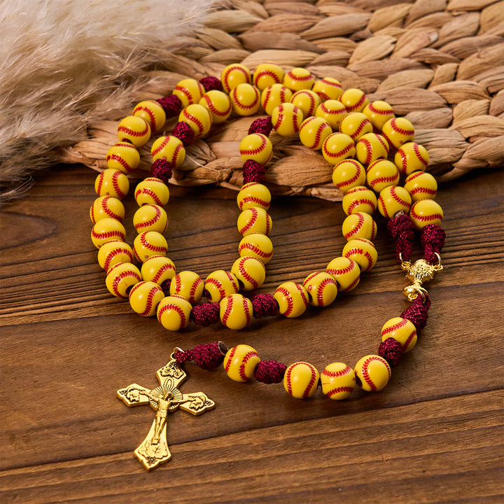 Christianartworkshop Dynamic Sports Prayer Softball Beads Rosary with Durable Nylon Cord for Lasting Strength - image 4