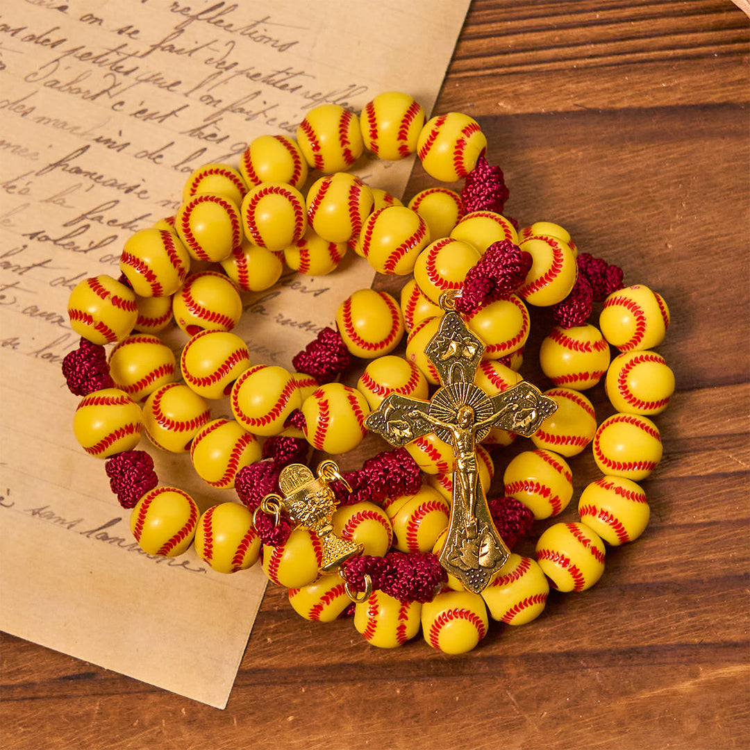 Christianartworkshop Dynamic Sports Prayer Softball Beads Rosary with Durable Nylon Cord for Lasting Strength - image 5