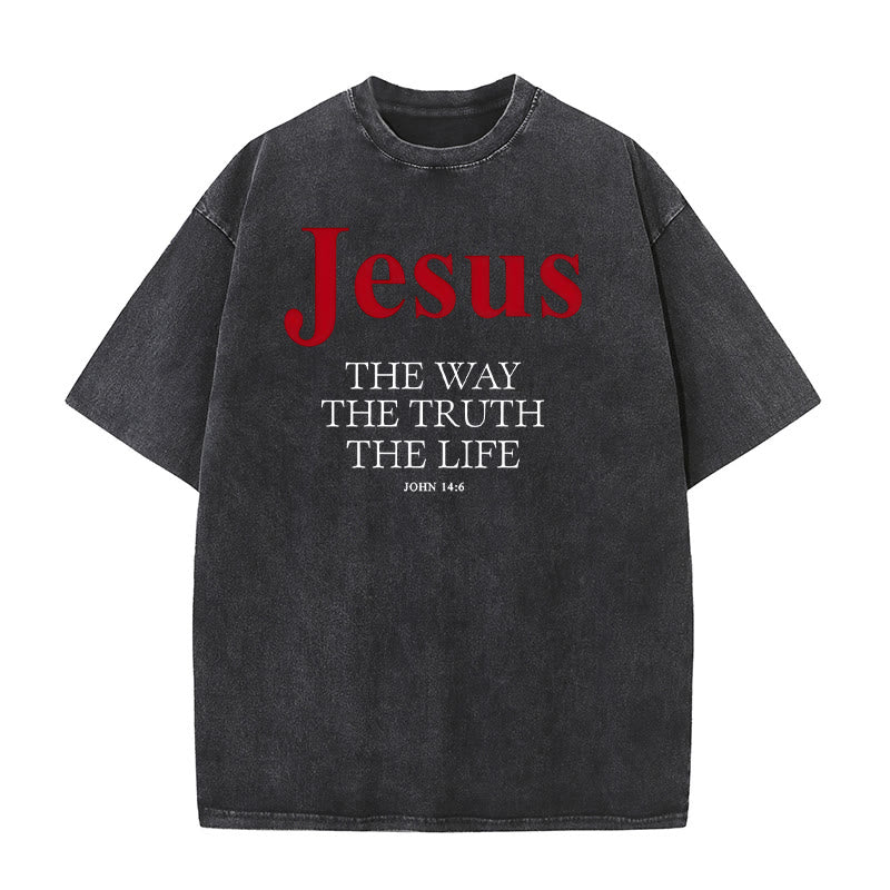 Christianartworkshop Jesus The Way The Truth The Life Unisex Washed T - Shirt - Black - 5XL - image 3