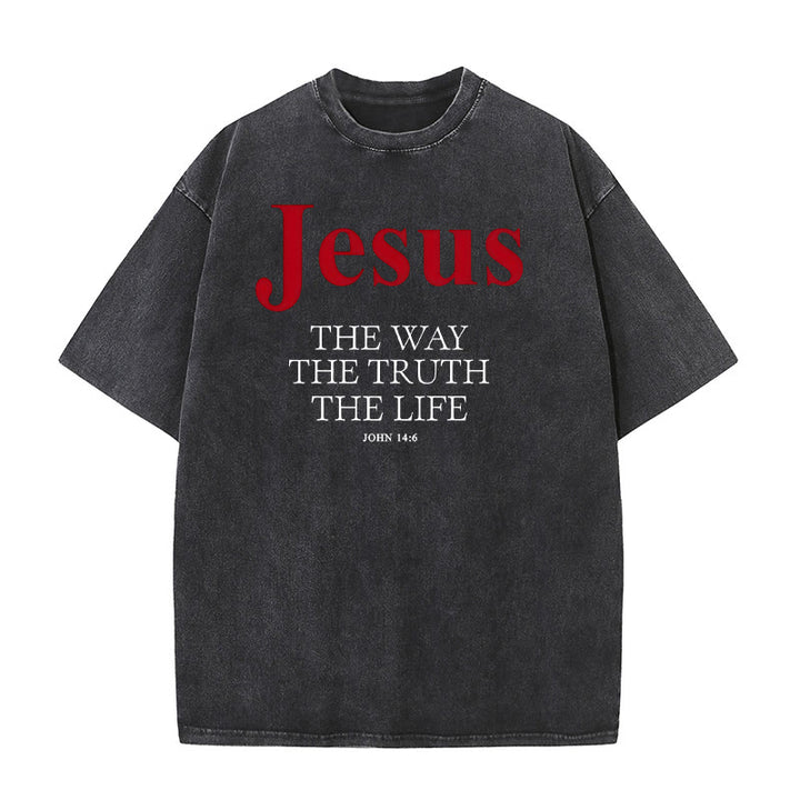 Christianartworkshop Jesus The Way The Truth The Life Unisex Washed T - Shirt - Black - 5XL - image 3