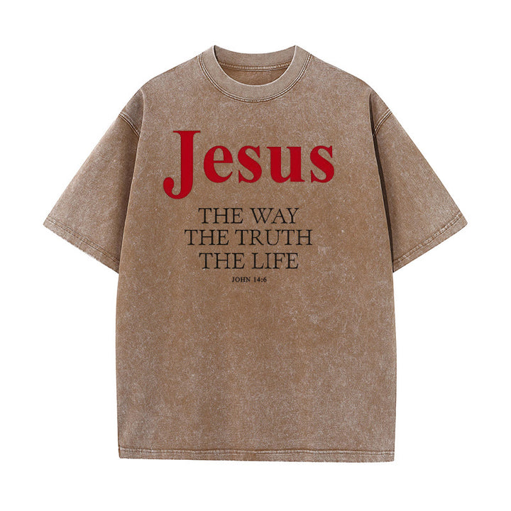 Christianartworkshop Jesus The Way The Truth The Life Unisex Washed T - Shirt - Coffee - 5XL - image 9