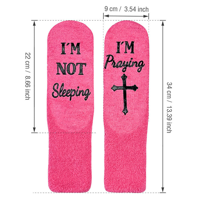 Christianartworkshop Divine Warmth Faithful Comfort I'M Praying Coral Fleece Socks - image 1