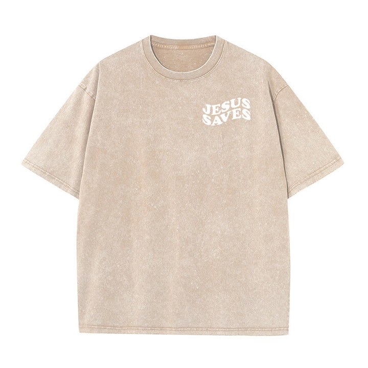 Christianartworkshop Jesus Saves Cross Graphic Unisex Washed T - Shirt - image 18