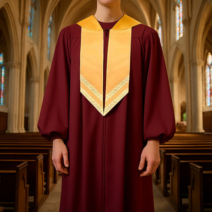 Christianartworkshop Classic Versatile 4-Color Clergy Robes with Golden V-Collar Design - Wine - 3XL - image 6